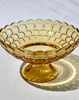 Vintage 1960s Gold Glass Footed Fruit Bowl