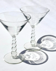 Vintage 1980s Martini Glasses with Bubble Stem
