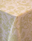 Ivory and Green Floral Tablecloth