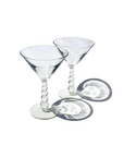Vintage 1980s Martini Glasses with Bubble Stem