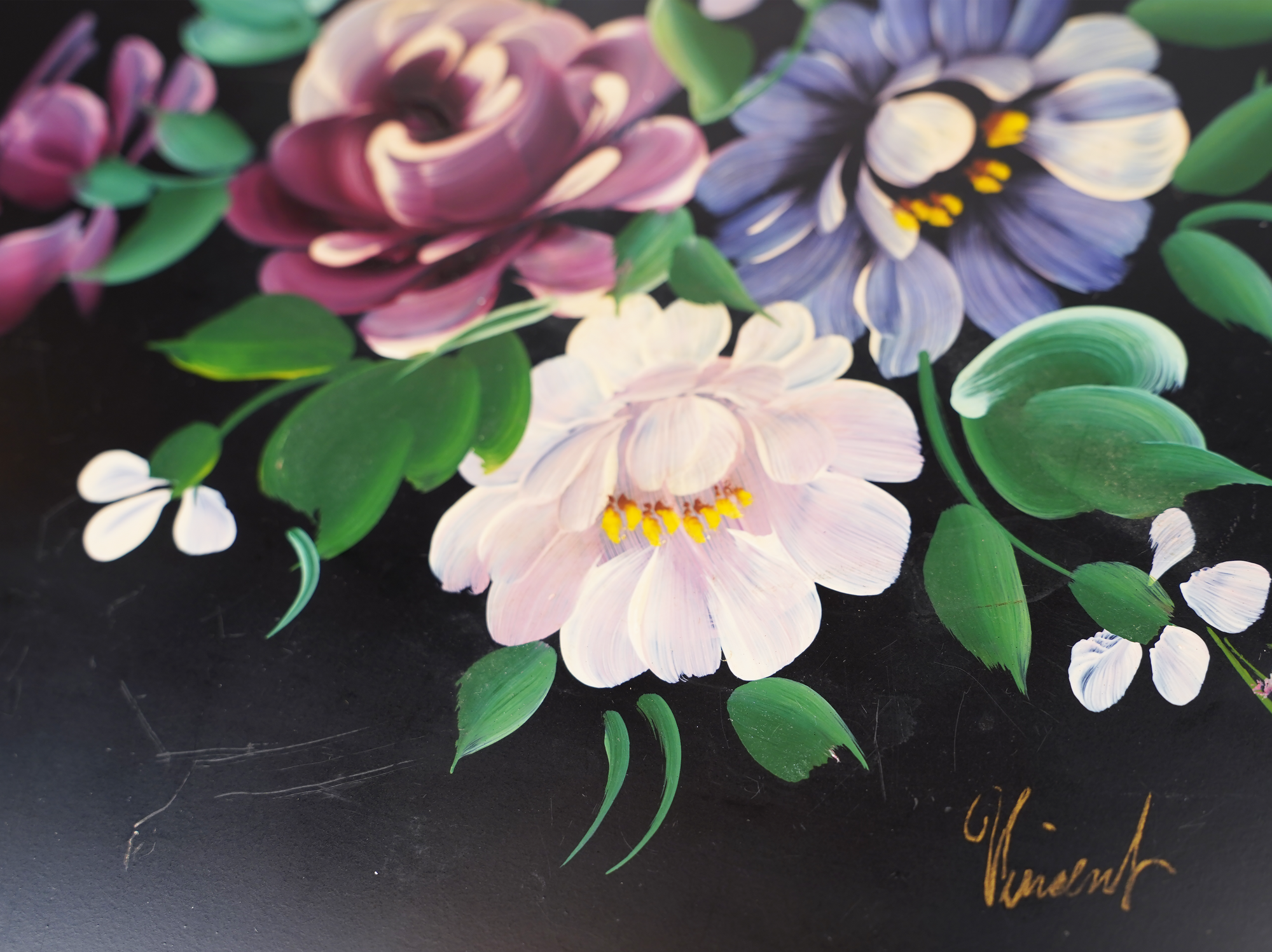 Hand Painted Floral Tray