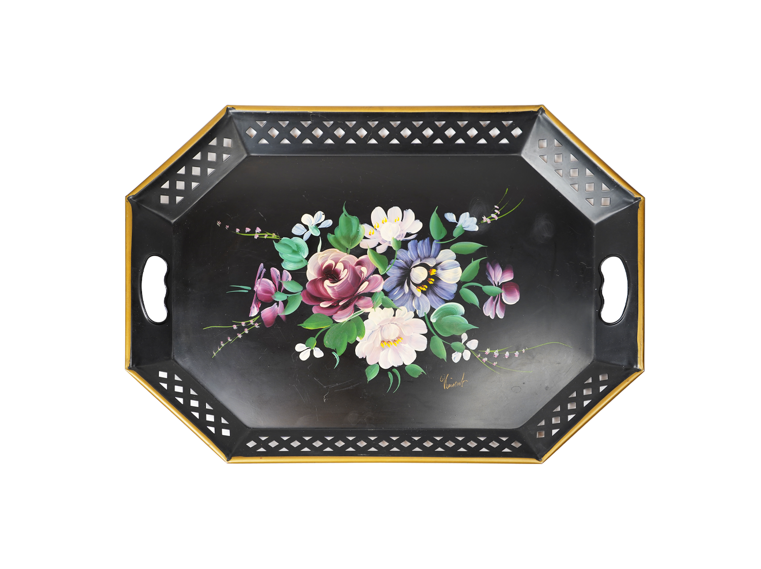 Hand Painted Floral Tray