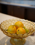 Vintage 1960s Gold Glass Footed Fruit Bowl